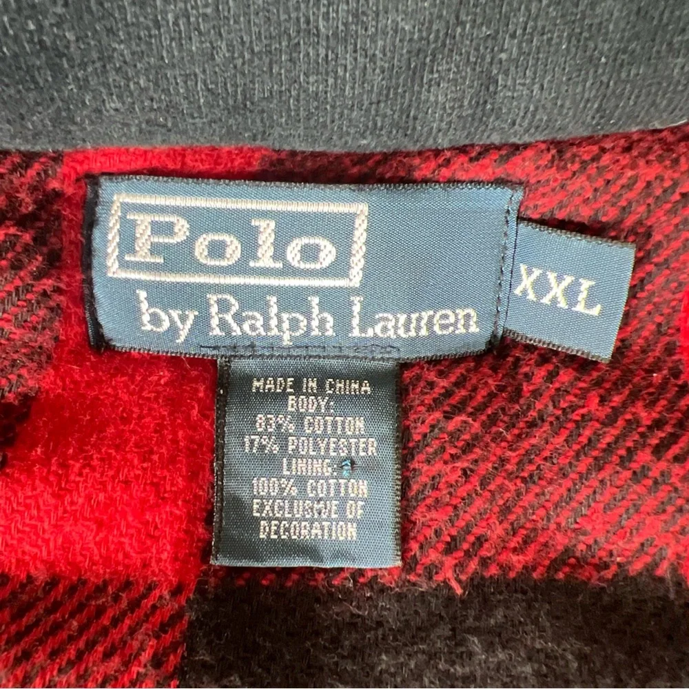Polo‎ Ralph Lauren Vest Mens 2XL Black Quilted Flannel Lined Button Up Vintage